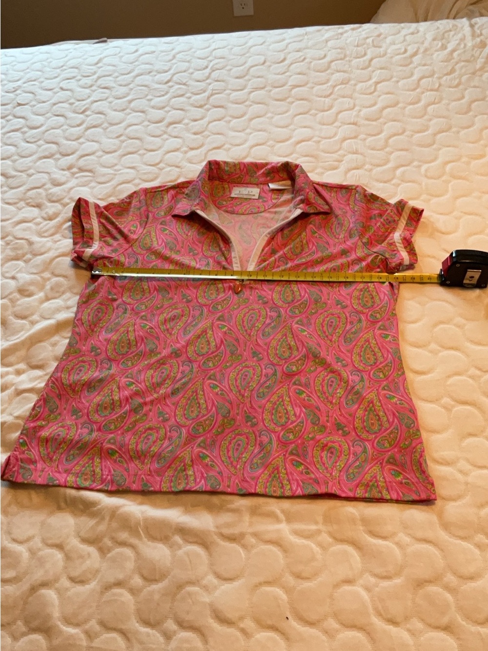 EP Pink Paisley Short-Sleeve Polo/Golf Top